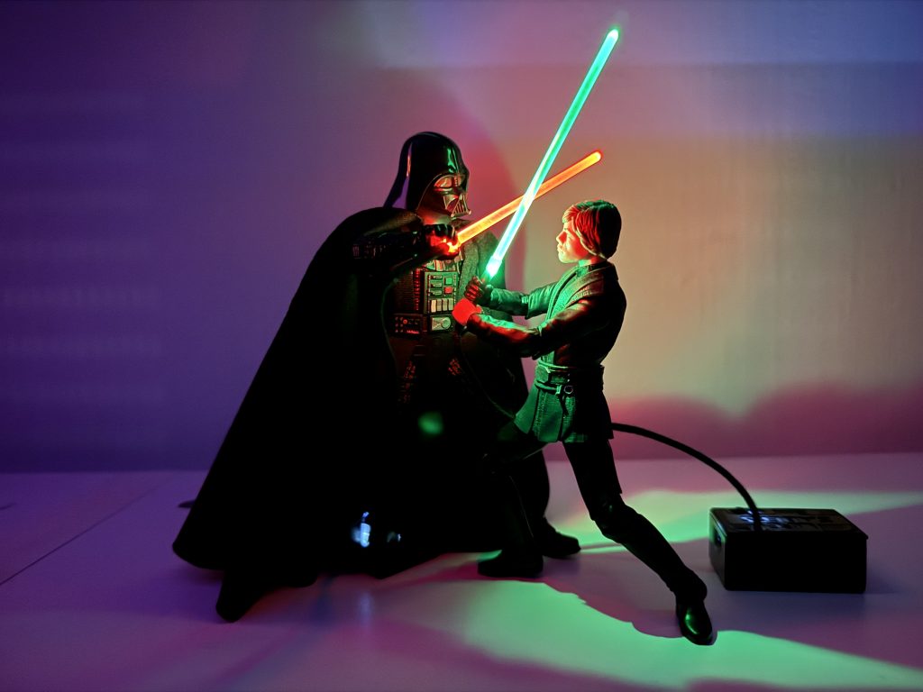 Darthvader and luke slywalker led sabers